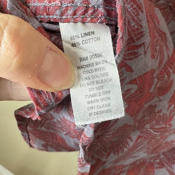 VSTR PREMIUM Linen Blend Short Sleeve Button Down Printed Shirt Size Large - Picture 7 of 7